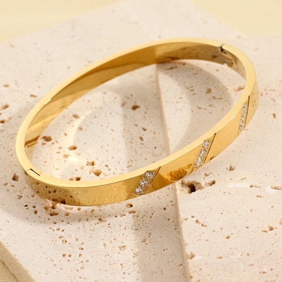 Gold Bangle*High Gloss Design*Waterproof and Tarnish Free*Sweatproof Jewelry - Picture 2 of 2